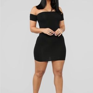 Simple dreams off shoulder black mini dress